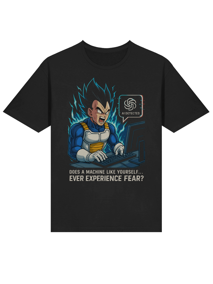 Vegeta Fear AI T-Shirt | Dragon Ball Z x ChatGPT Meme Tee product image (16)