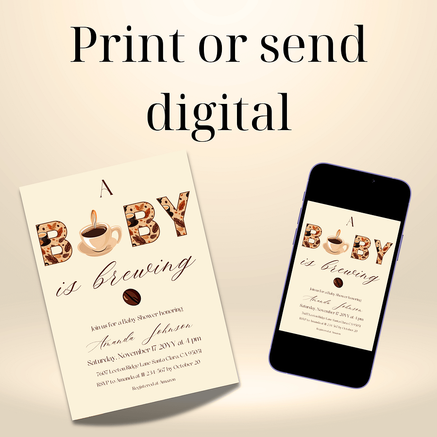 Coffee Baby Shower Invitation Template, Rustic A Baby is Brewing Baby Shower Invite, Coffee Bean Themed Brunch Idea, Digital Download Canva product image (9)