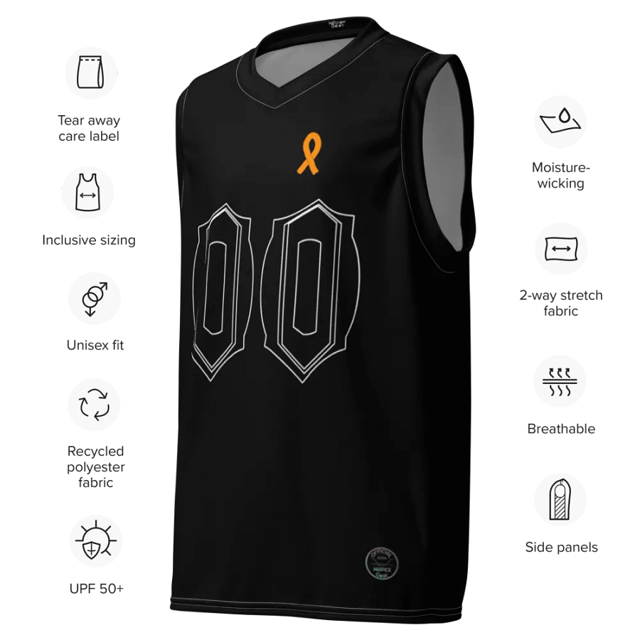 Cancer Awareness - Orange Ribbon - Black - Recycled Unisex Basketball Jersey - White HApex Gear White Logo product image (7)