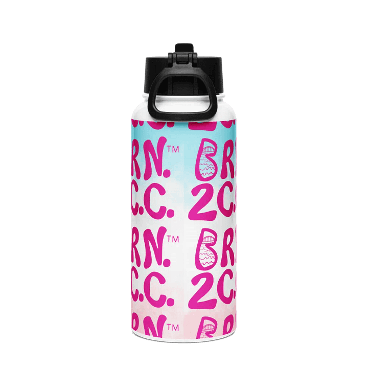 BRN.2C.C.™ | Pink Logo Repeat | Stainless Steel Water Bottle | Iconic Pink, White & Blue product image (2)