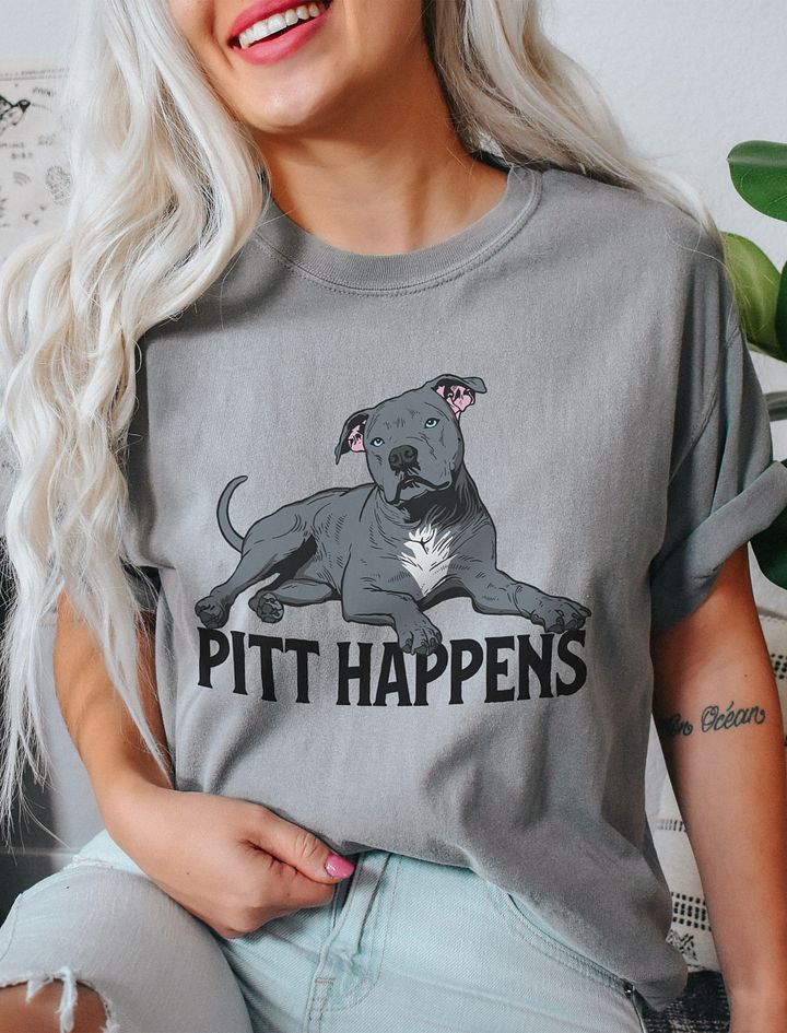 Pitt Happens T-Shirt of a Pitbull Terrier | Funny T-Shirt for Pitbull, Bully, and Staffordshire Terrier Paw-rents product image (20)