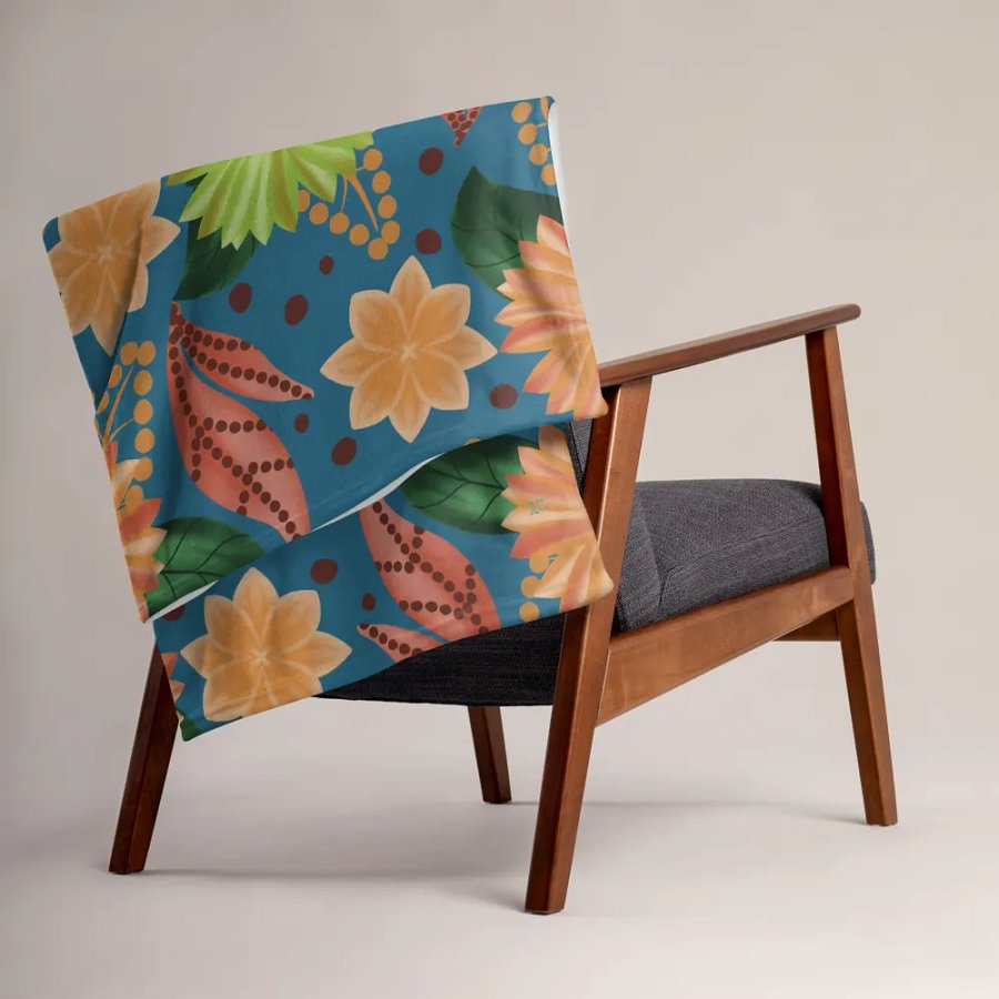 El Yunque Blue Floral Blanket product image (15)