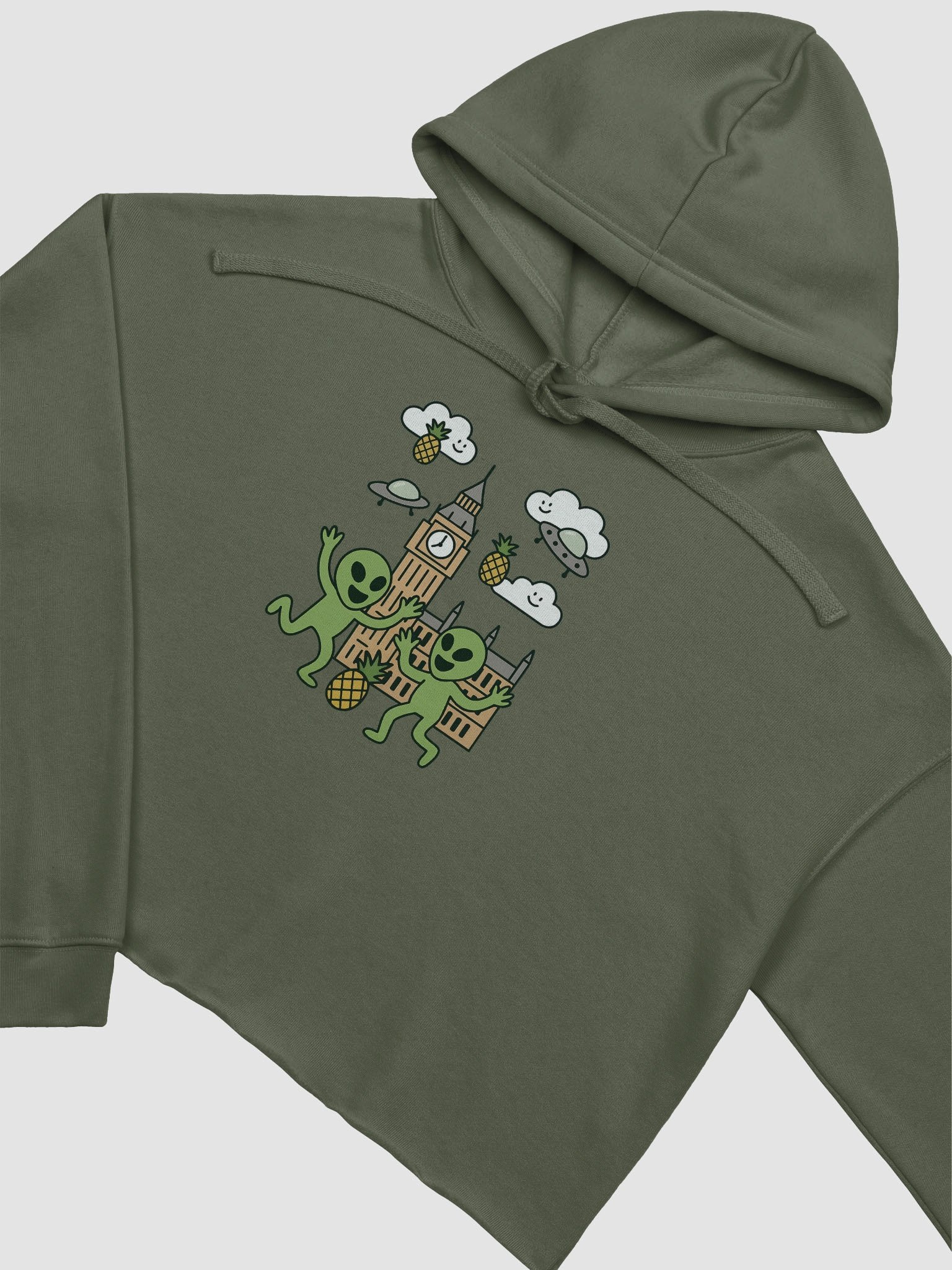 Martians Take London! Roswell Aliens at Big Ben Women's Fleece Cropped Hoodie product image (12)