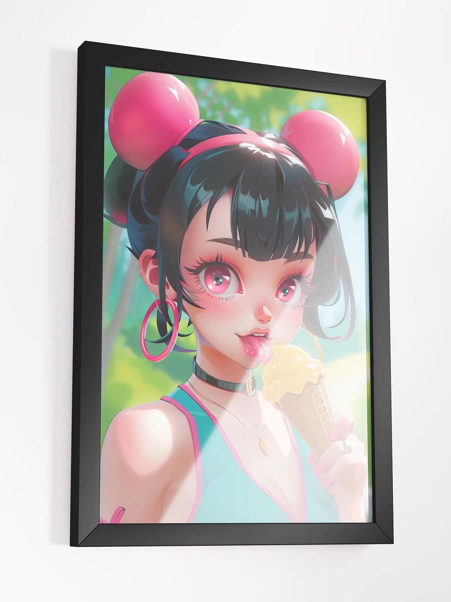 Ice Cream Dreams: Pop Art Framed Poster of a Girl with Ice Cream Cone product image (3)