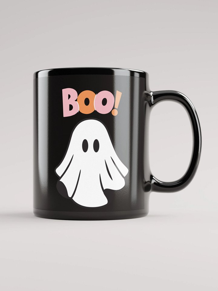 Minimalist Ghost Cartoon Black Glossy Mug product image (1)