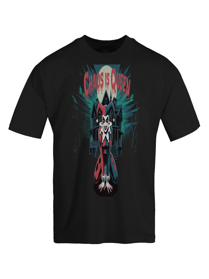 Harley Quinn 'Chaos is Queen' Haunted Manor Oversized Faded T-Shirt product image (1)
