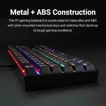 Redragon Kumara K552 Rainbow LED Backlit TKL Ten Key-Less Mechanical Wired Gaming Keyboard Without Numlock Keys (Black) product image (2)
