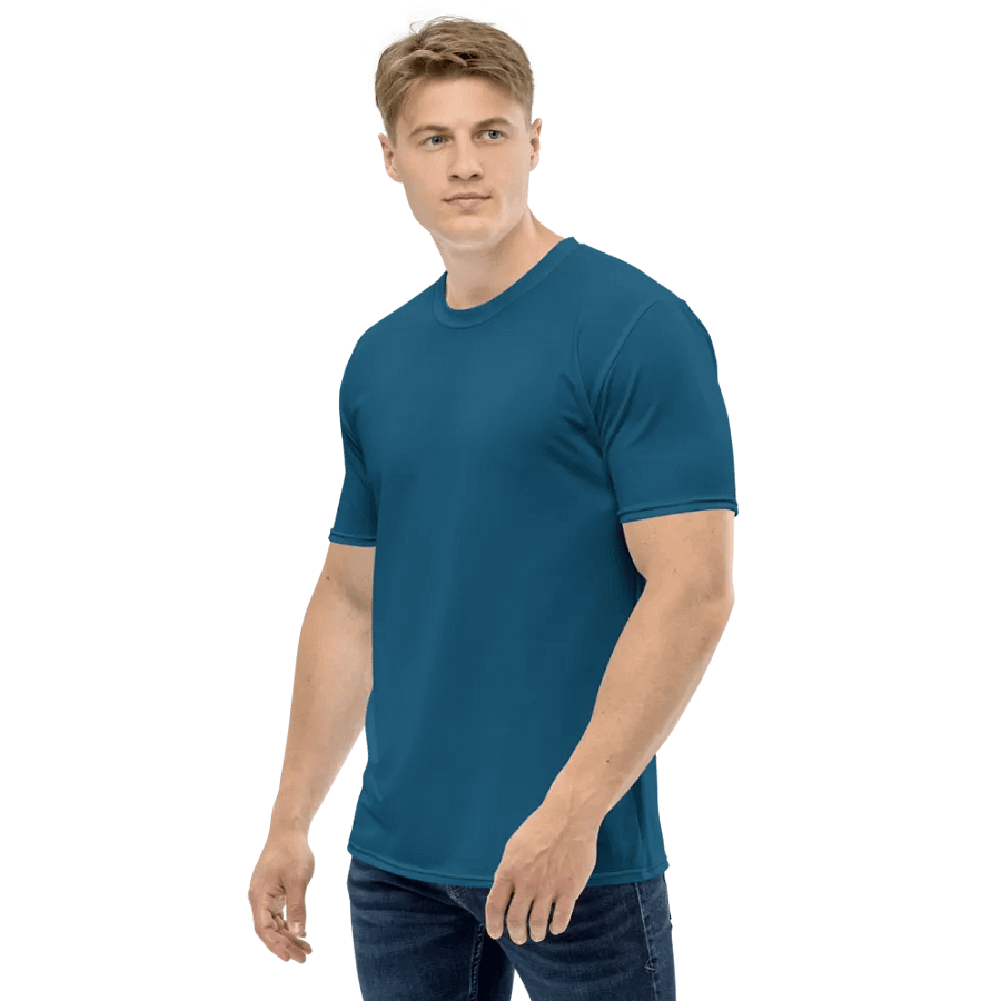 Plain Dark Blue True Summer Men's Crewneck Polyester Heavyweight Premium T-Shirt by Treasure Pie product image (5)
