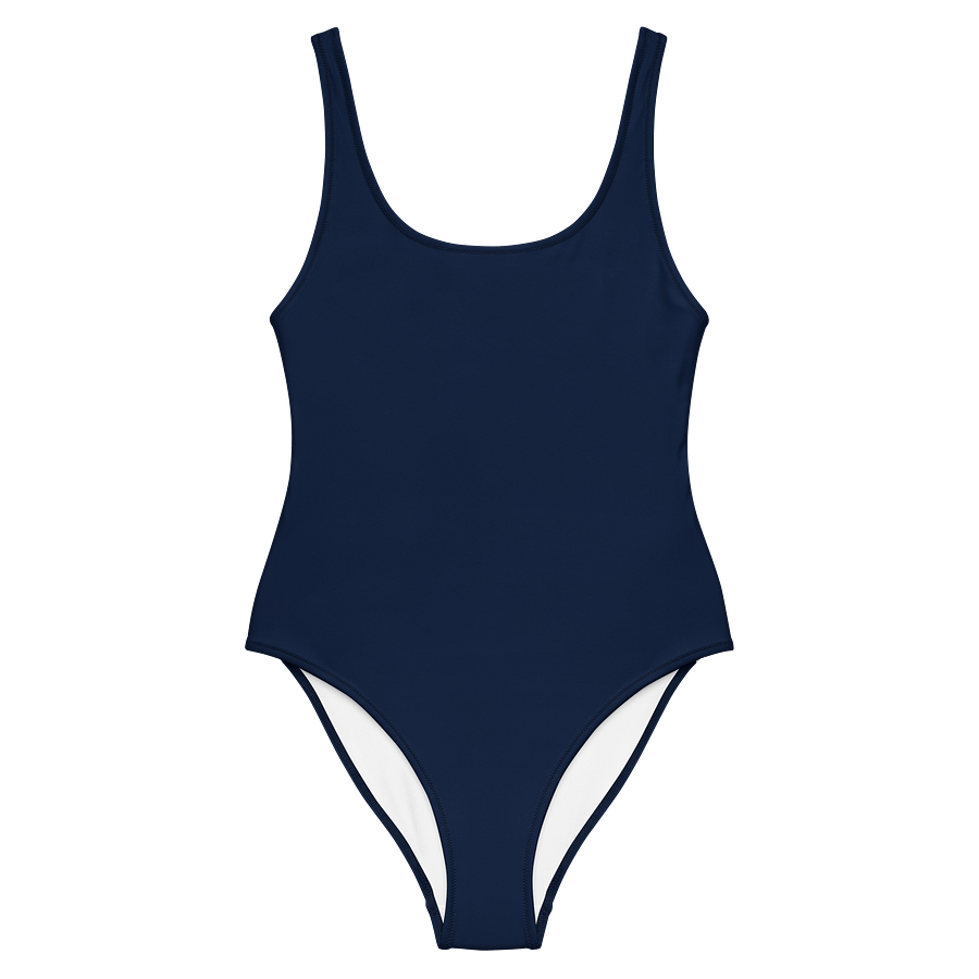 Navy Blue Solid Color Retro Inspired Women's One Piece Swimsuit product image (1)