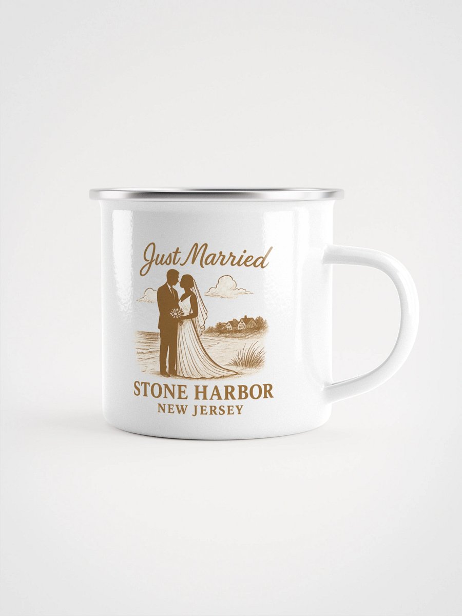 Stone Harbor NJ "Just Married" Enamel Wedding Mug product image (1)