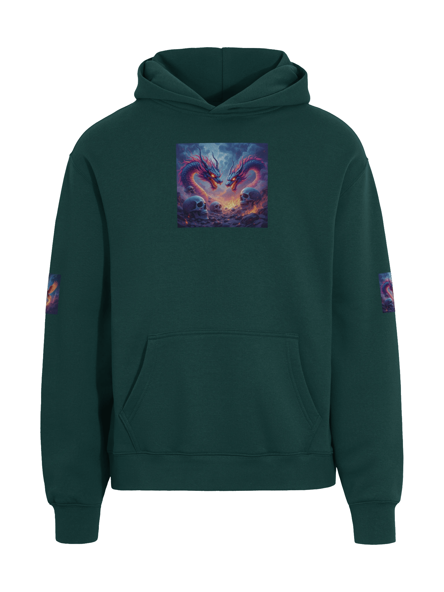 Fiery Dragon and Phoenix Owl Oversized Hoodie product image (3)