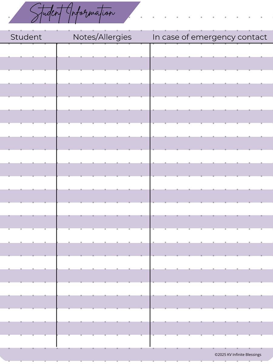 Student Information - Medical | Digital & Printable Bullet Journal Layout for Educators product image (3)