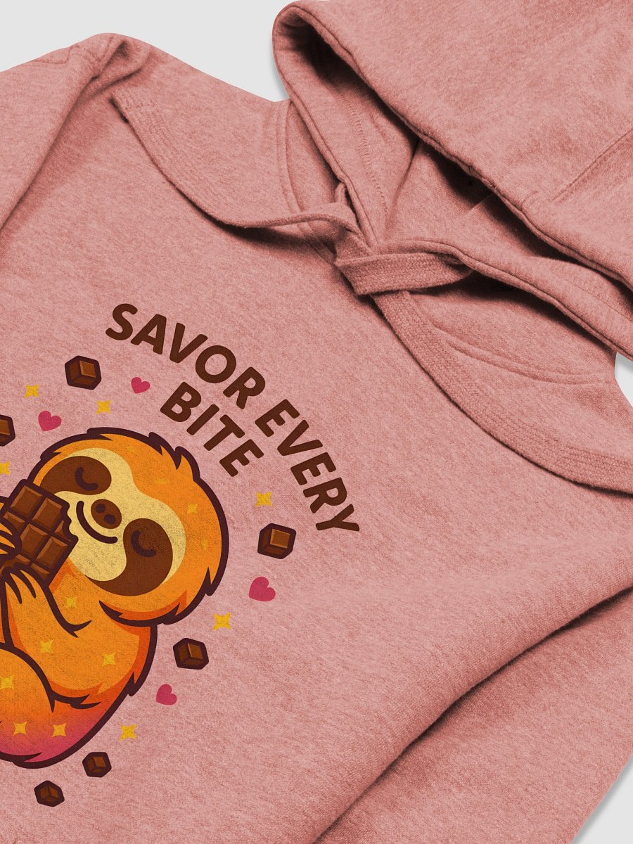 Savor Every Bite – Cute Sloth Chocolate Hoodie | Funny Food-Inspired Loungewear from the Sloths Having Snacks Collection product image (3)