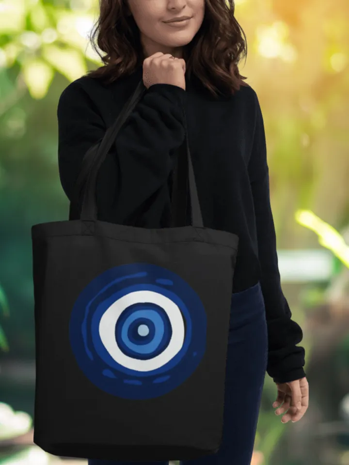Blue Mati Protection: Eco-Friendly Tote Bag; Black product image (1)