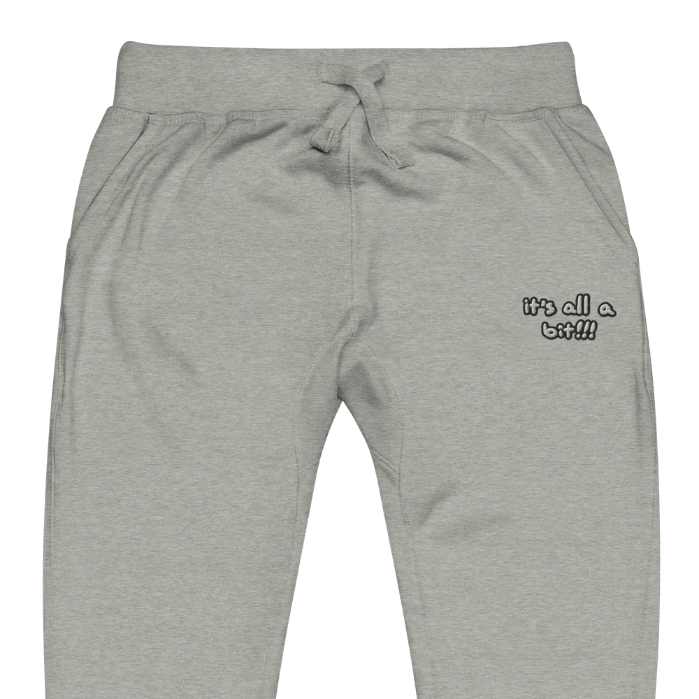“It’s all a bit!!!” (lined design) embroidered fleece sweatpants product image (1)