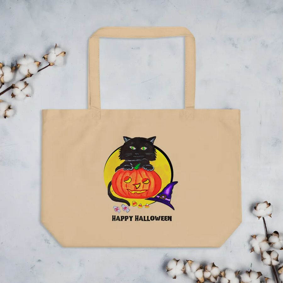Black Cat Halloween Tote Bag product image (3)