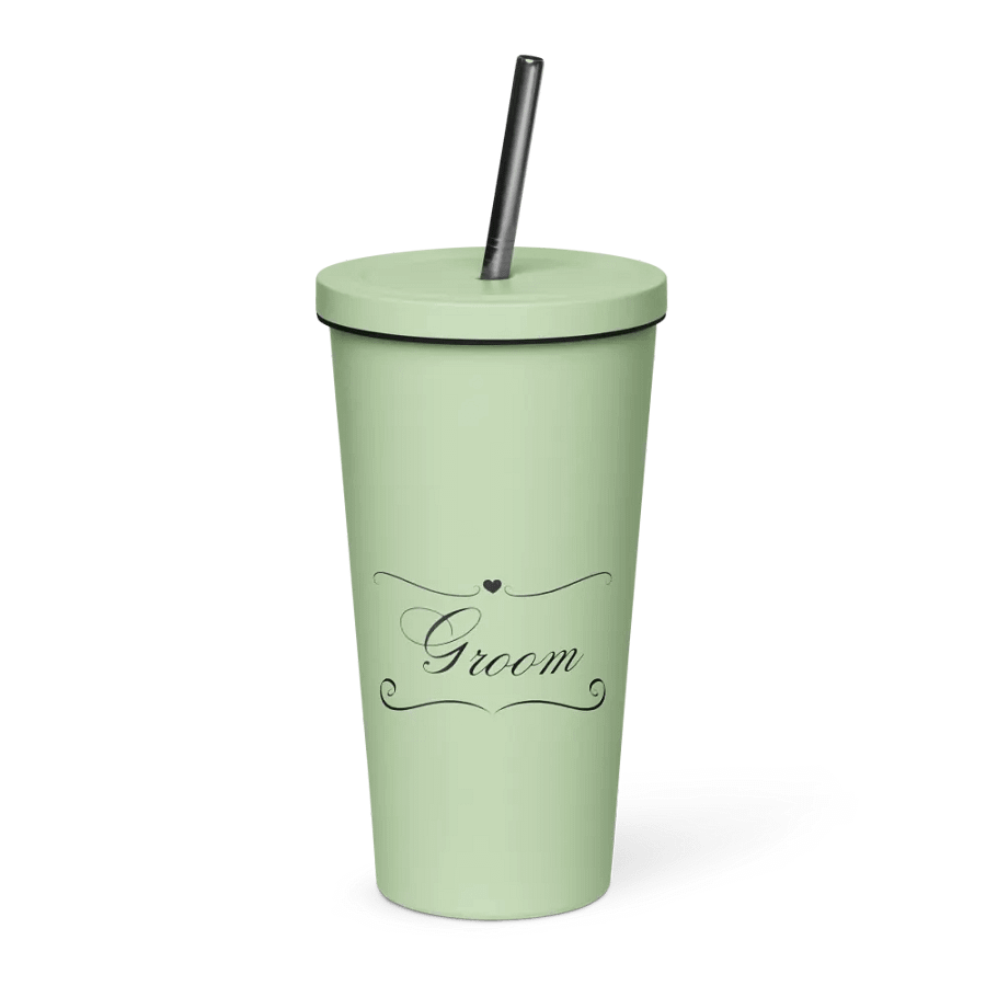 Tumbler with Straw - Groom - Black Text product image (46)