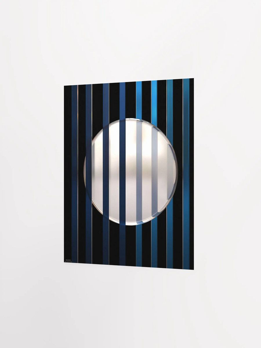 Minimalist 3D Digital Art | Blue Lines White Circle on Black Background product image (4)