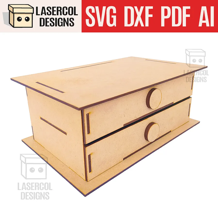 2 Drawers Desk Organizer - Laser Cut Files product image (1)