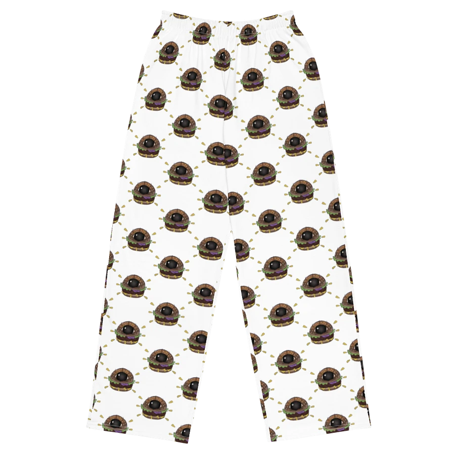 White All-Over Eye Burger Unisex Wide-Leg Pants product image (4)