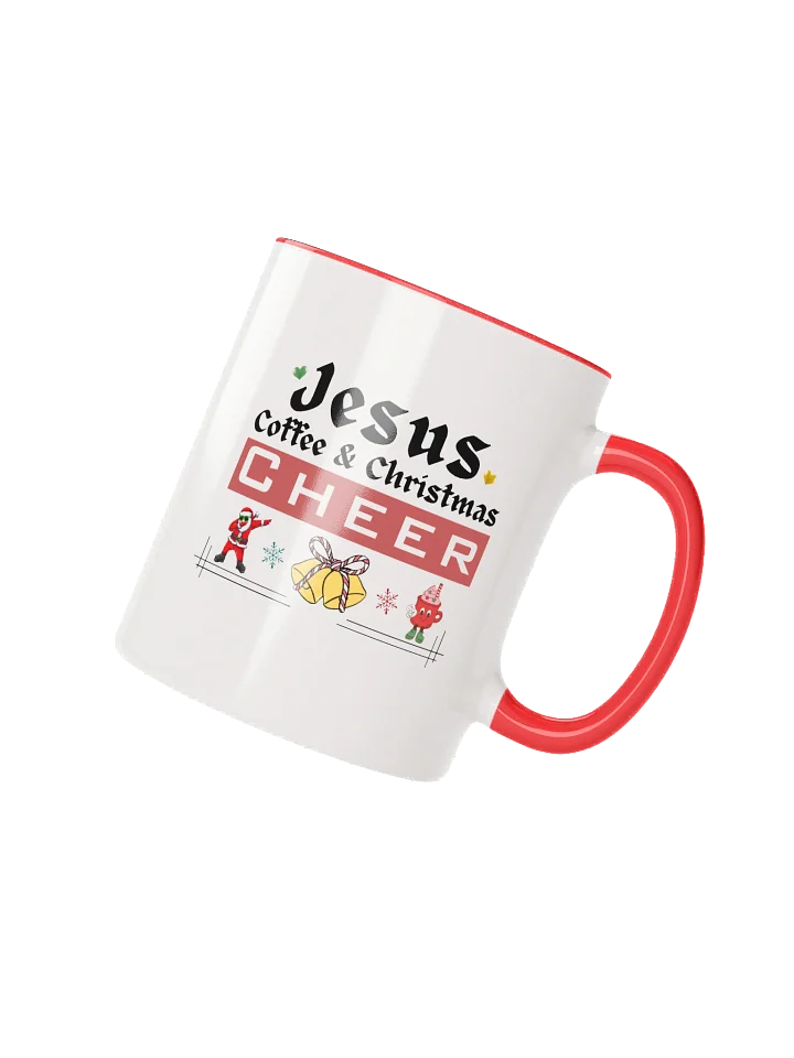 Jesus, Coffee, & Christmas Cheer! Two-Tone 11 & 15 oz Mug | Christian Christmas Mug with Red Accent | Holiday Gift for Believers & Moms product image (4)