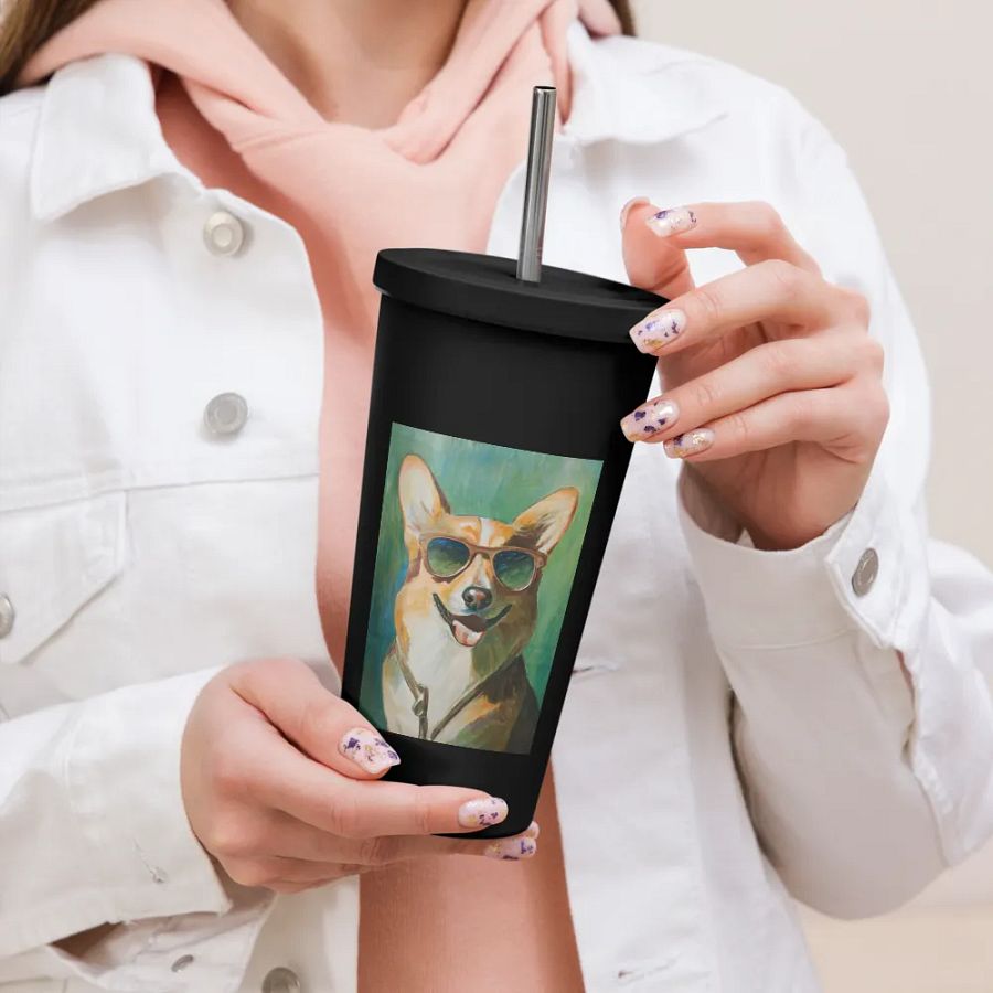 Cool Corgi Sunglasses Painting - dogPXL Artistic series Insulated Tumbler product image (6)