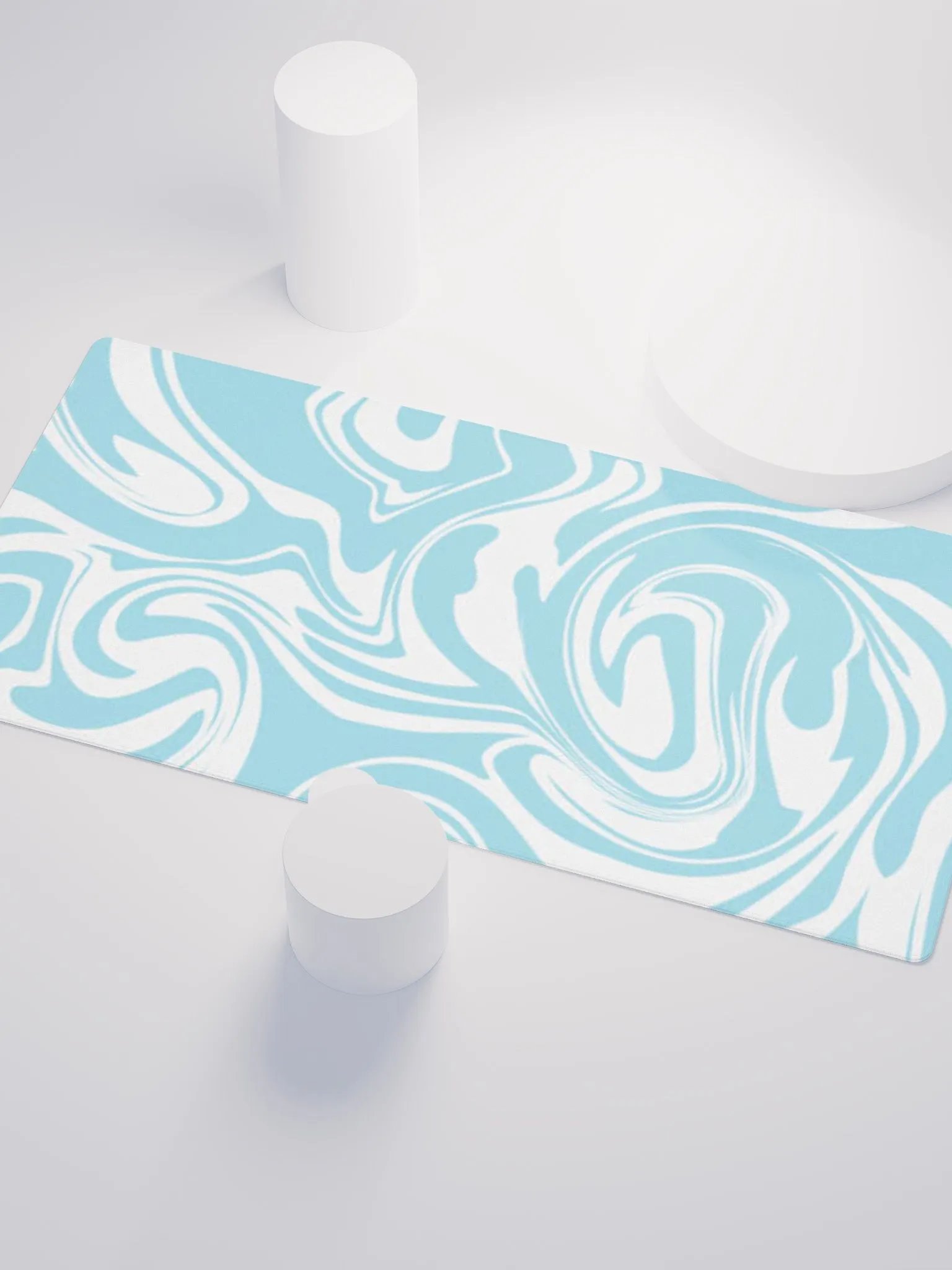 Blue and White paint swirl pattern (DESK MAT) product image (3)