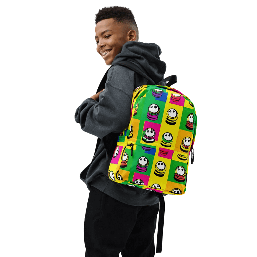 Whimsical Character Grid All-Over Print Backpack product image (7)