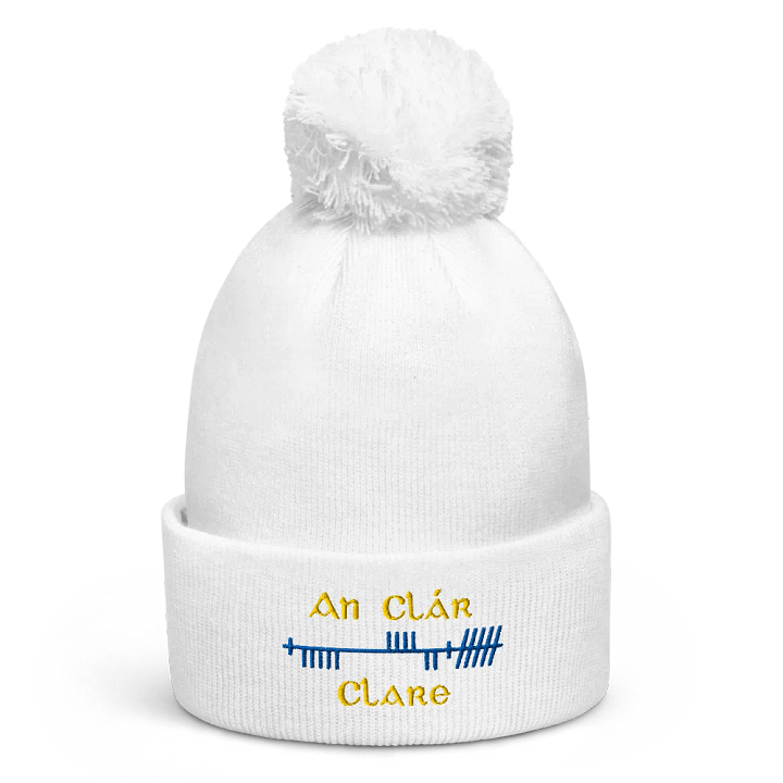 Clare/An Clár, Orthodox Style Ogham embroidered Pom-Pom Beanie product image (1)