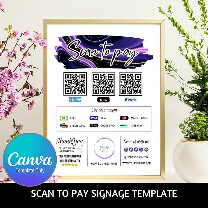 Amethyst - Scan To Pay QR Code Sign Template product image (1)