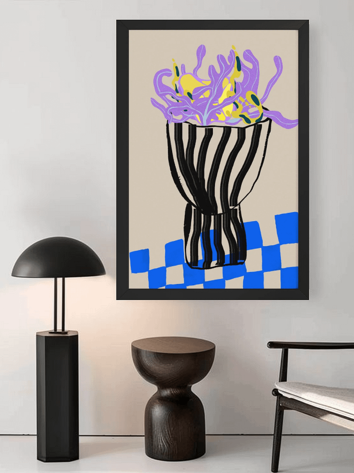 Swirling Vase Framed Matte Artwork | Elegant Abstract Floral Design | Modern Art with a Touch of Nature’s Beauty product image (1)
