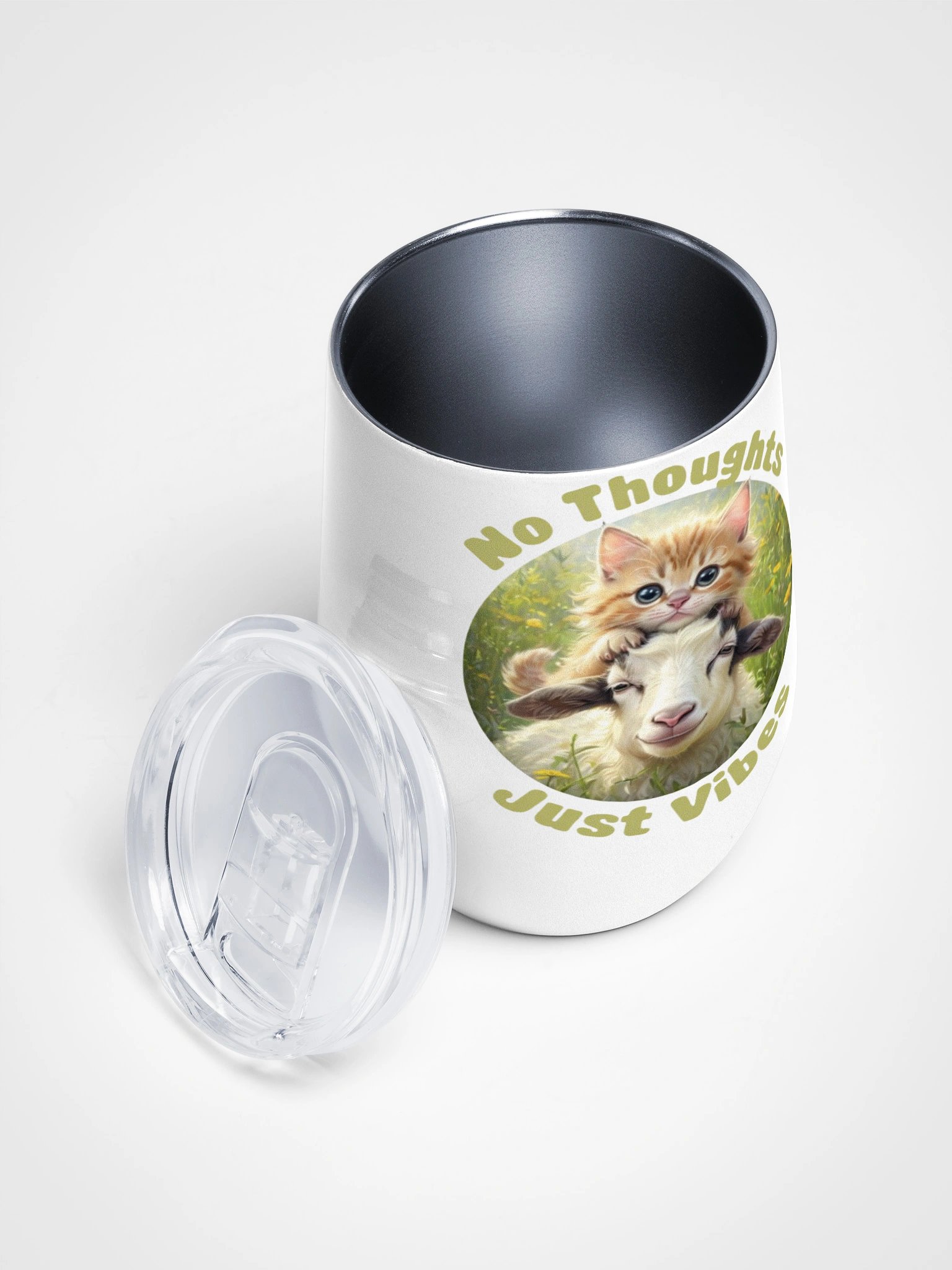 No Thoughts Just Vibes Goat Wine Tumbler product image (3)