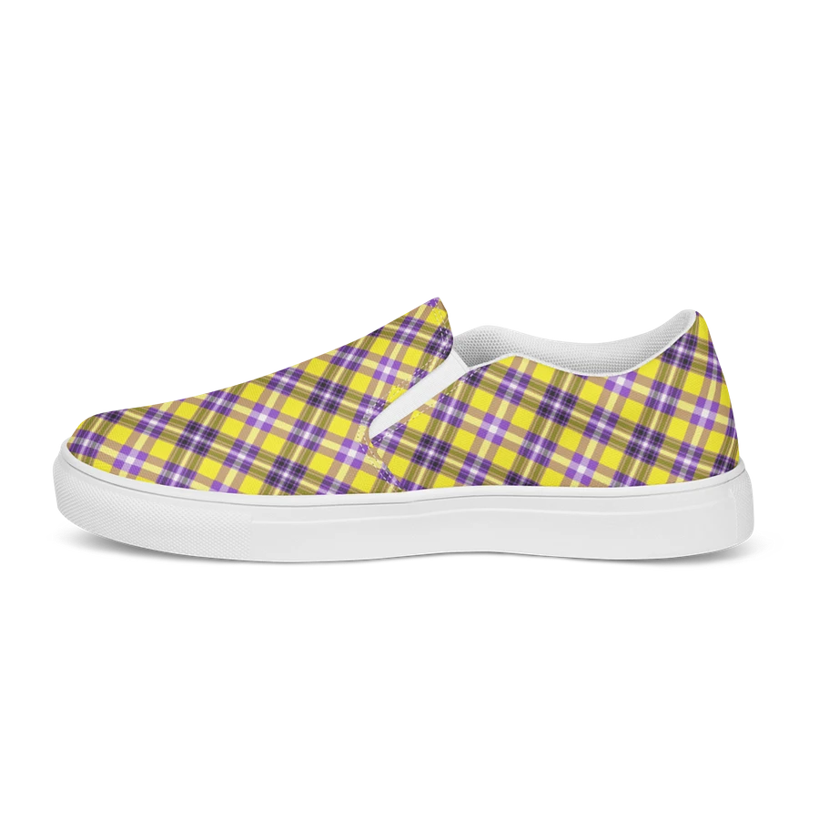 Bright Yellow and Purple Plaid Women's Slip-On Shoes product image (6)