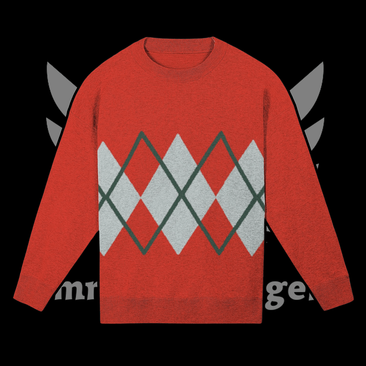 Argyle Red Knitted Relaxed Sweater product image (1)