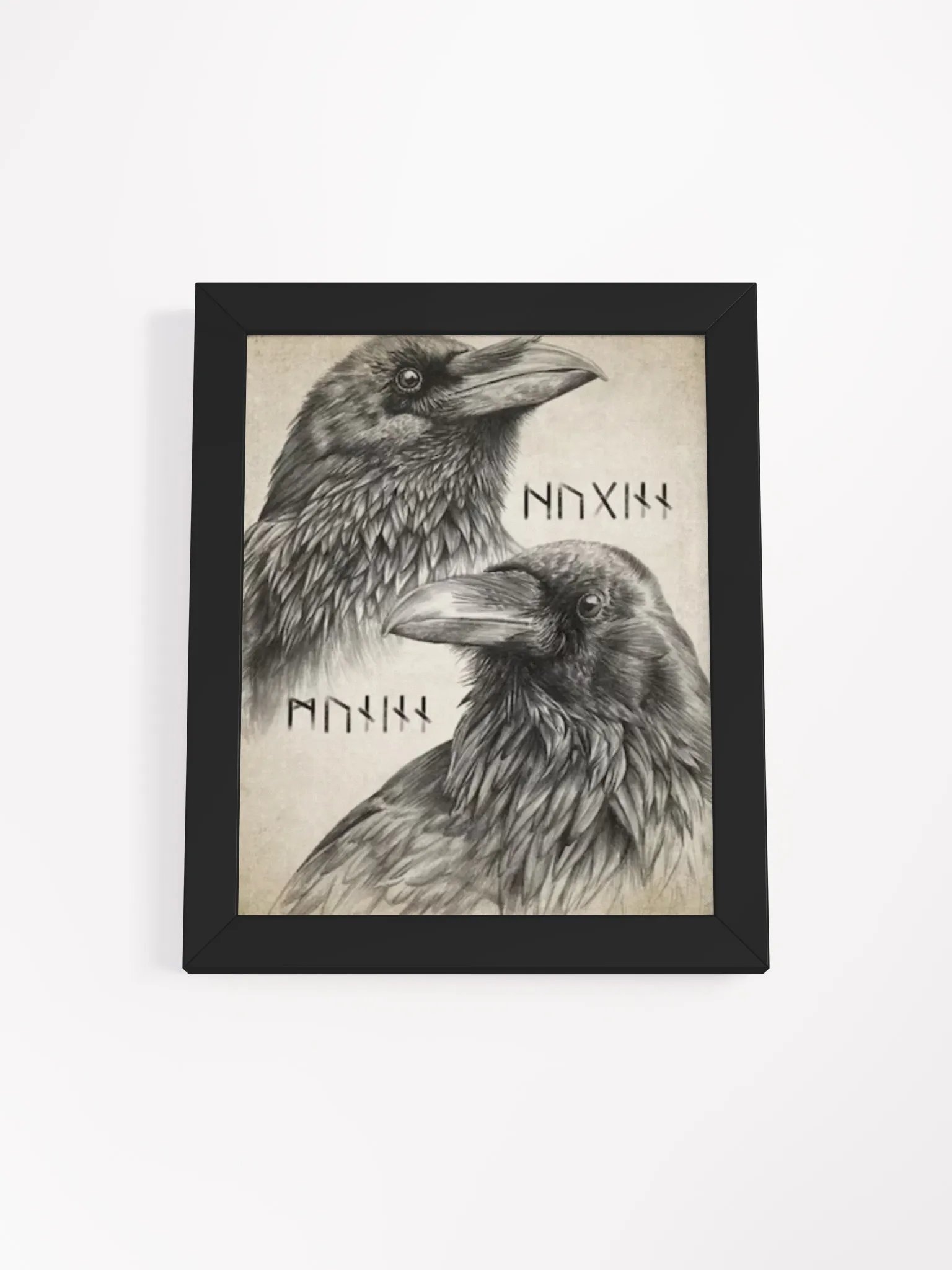 “Eyes of the Allfather: Huginn & Muninn Raven Runes Print” product image (1)