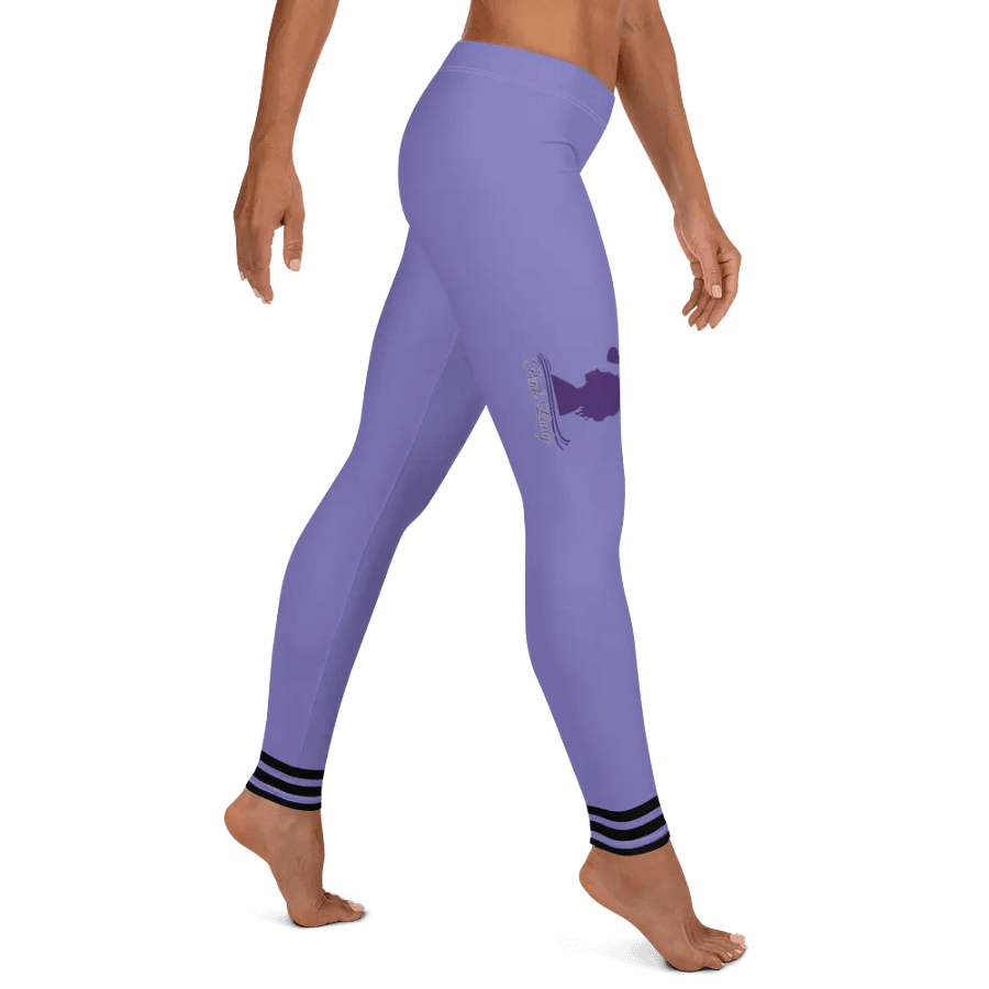 All-Over Print Leggings-Backfill Moody Blue colour with Pink Lady design, black stripes. product image (5)