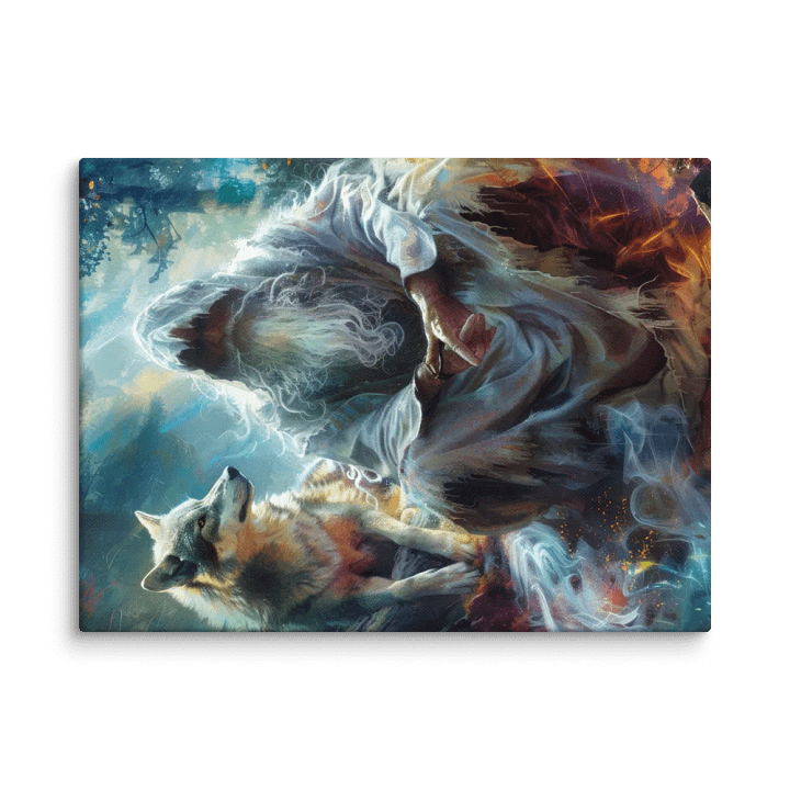 Sorcerer with his wolf - Canvas product image (1)