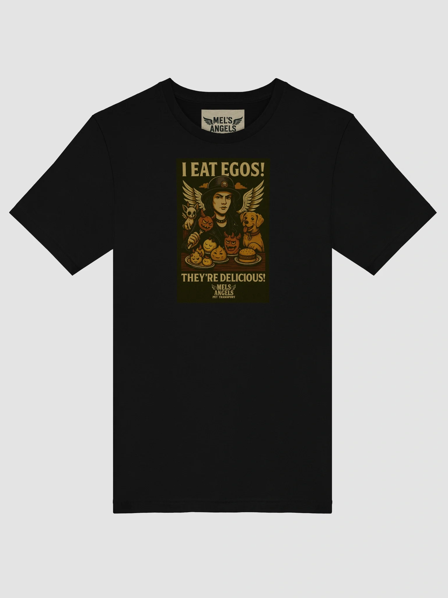 Mel’s Angels "I Eat Egos – They’re Delicious" Vintage Graphic Tee | Punk Rock Dog Lovers Shirt product image (5)