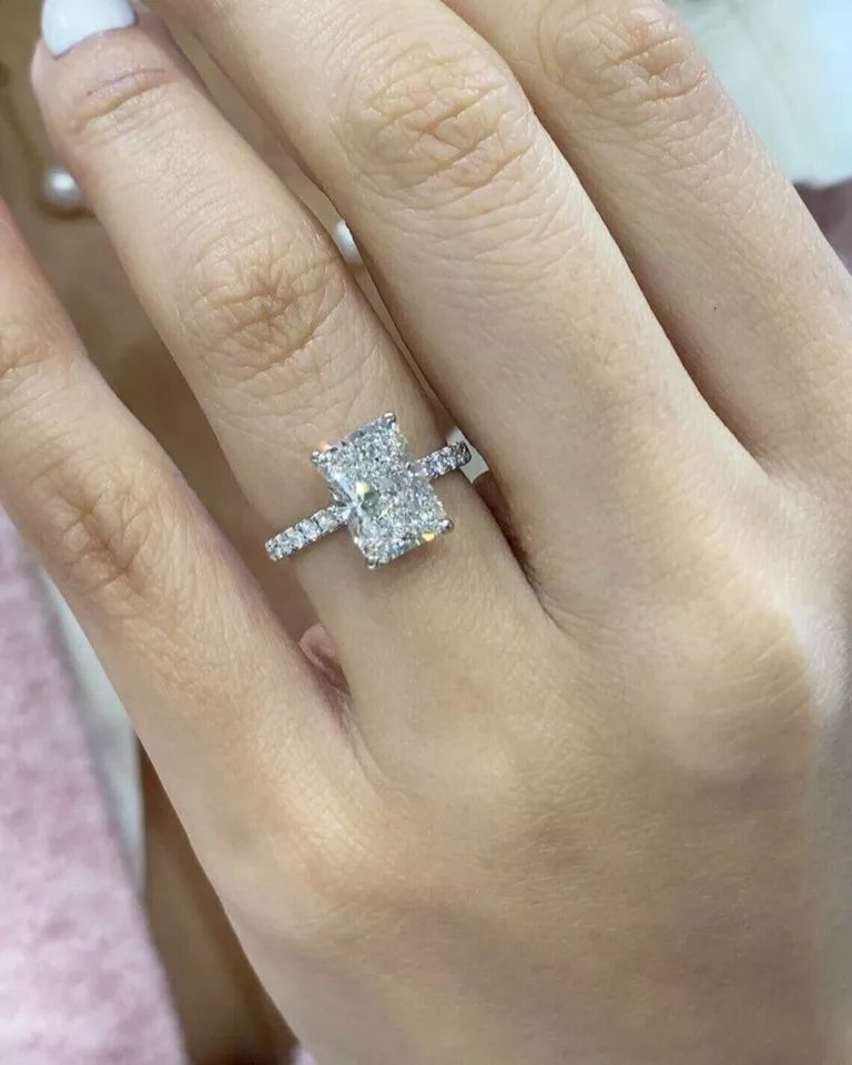 2.00Ct Radiant Cut Simulated Diamond Engagement Wedding Ring 14k White Gold Over product image (3)