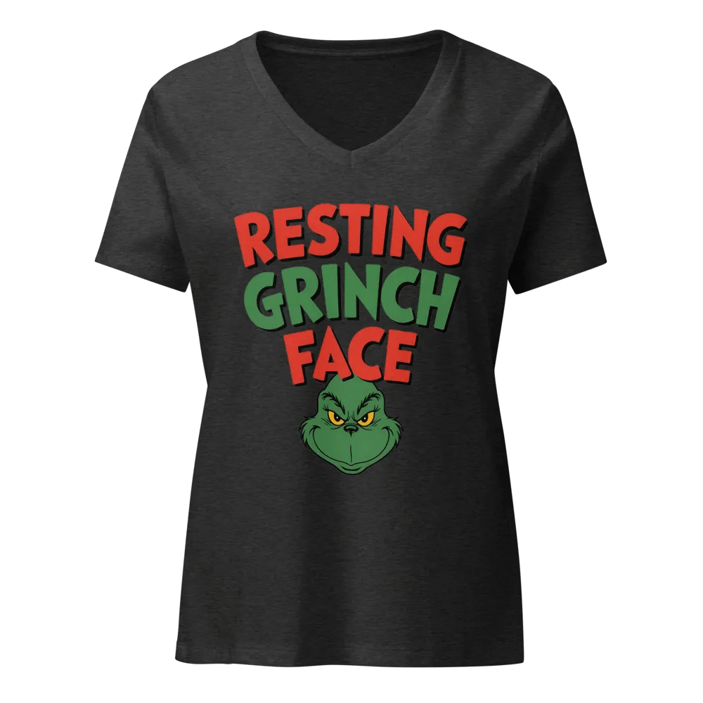 Resting Grinch Face - Women's Relaxed V-Neck T-Shirt product image (3)