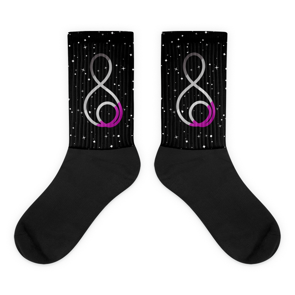 Treble Clef (Asexual) - Black Foot Sublimated Socks product image (1)