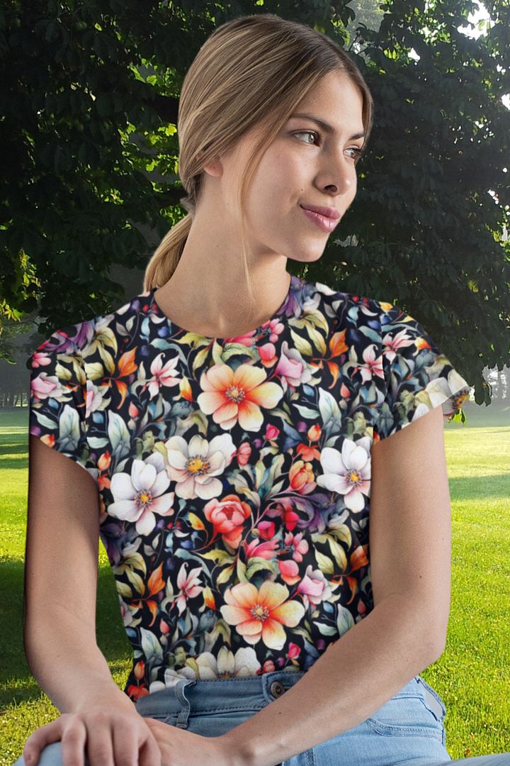Floral Pattern All Over Print T-shirt product image (1)