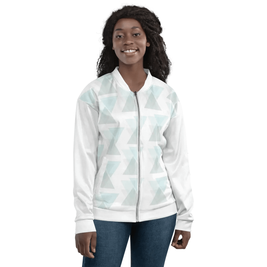 Turquoise Triangle Symmetry Bomber Jacket product image (9)