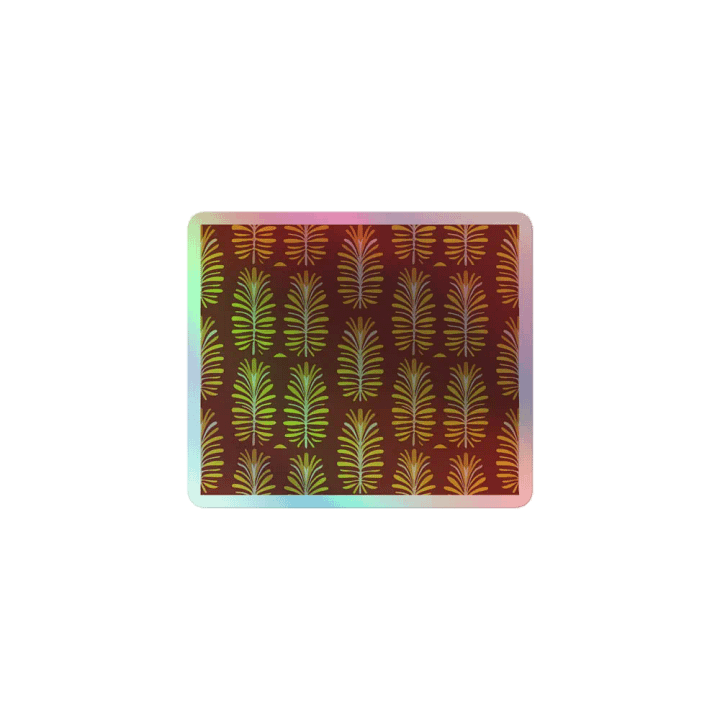 Holographic Palm Leaf Sticker - Warm Maroon and Gold Decal product image (1)