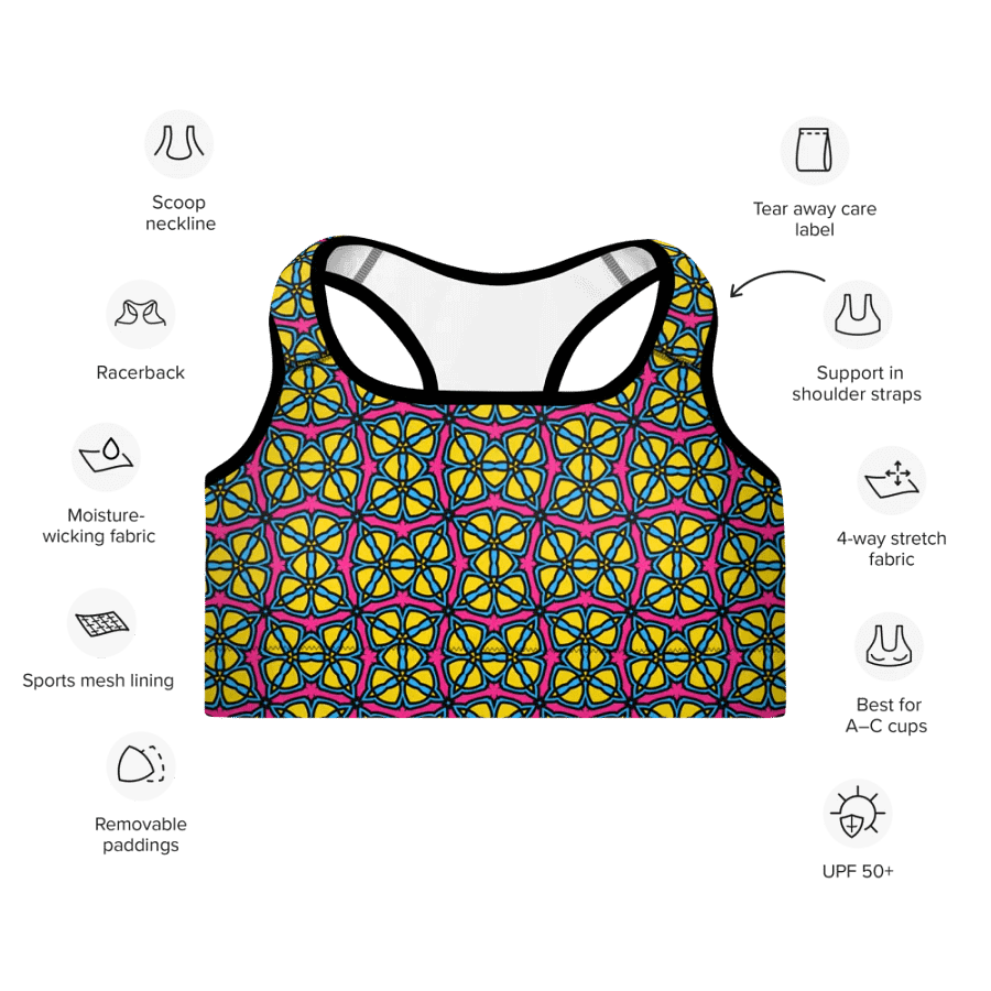 Pan Abstract (3) - Padded Sports Bra product image (7)