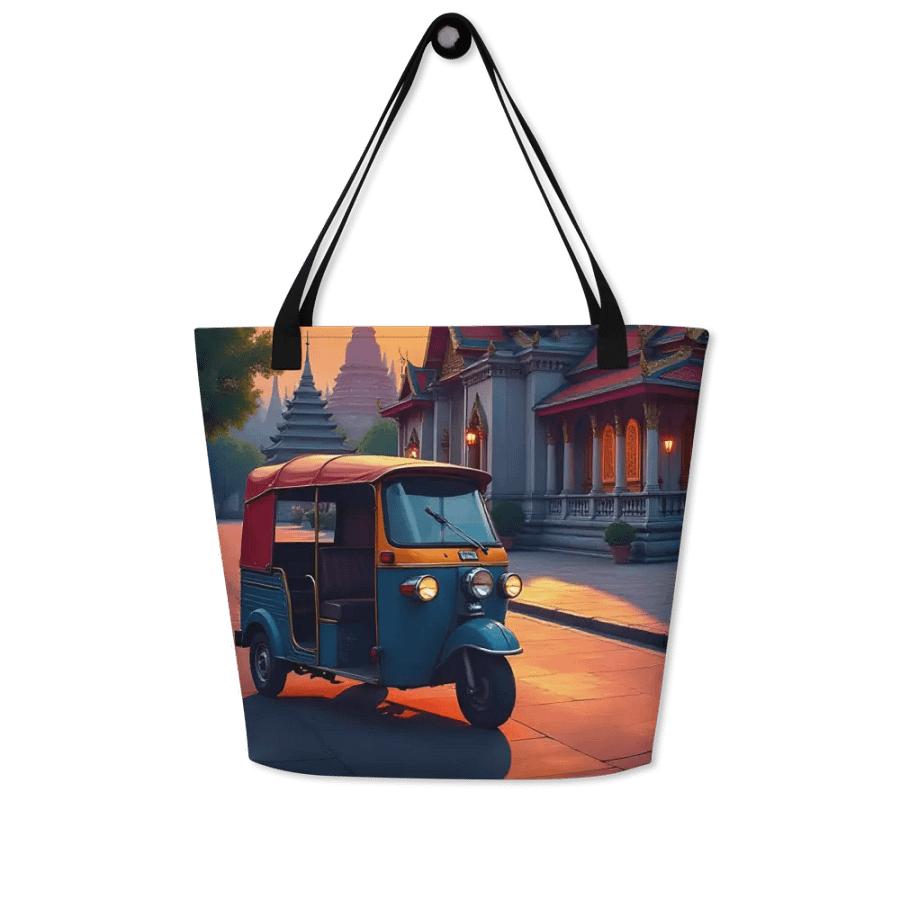 Tuk-Tuk at Sunset Near Thai Temple Tote bag. product image (4)