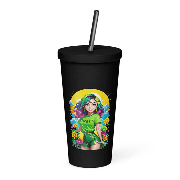 Brat 20 oz Tumbler Cup - Black - Insulated Tumbler with a Straw v3 product image (1)