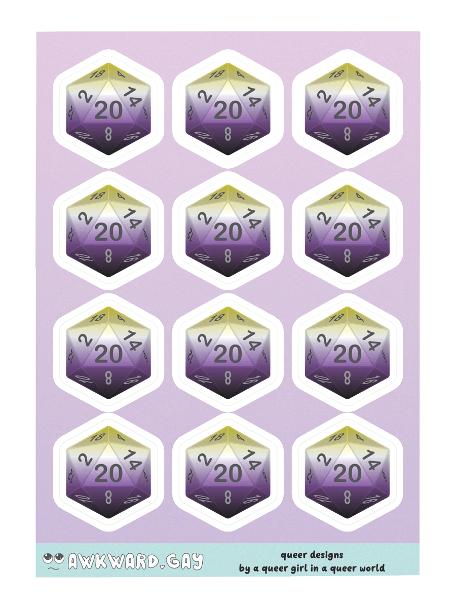 Non-binary Pride D20 Sticker Sheet product image (3)