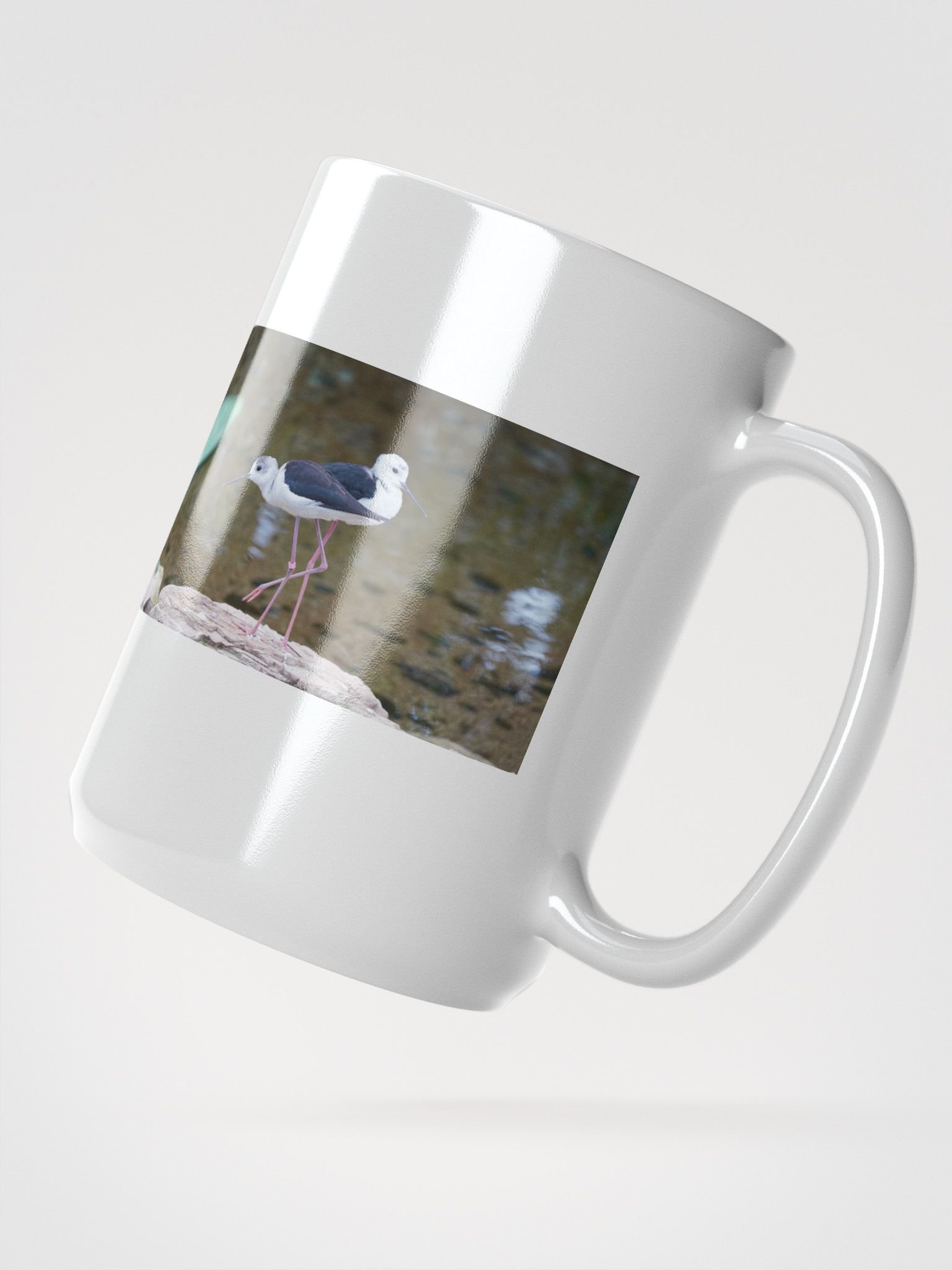 Pink-Legged Birds White Glossy Mug product image (2)