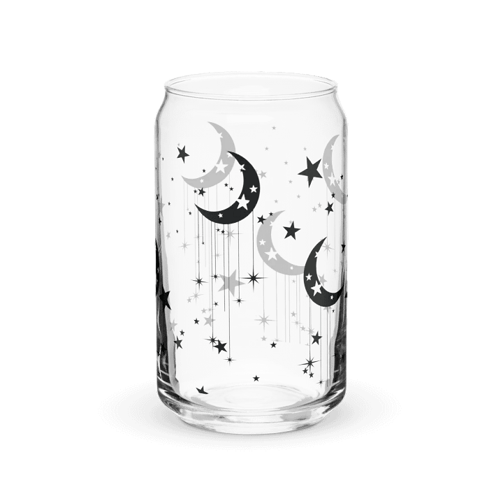 Celestial Glass Can with Moon & Stars Design Earthy product image (2)